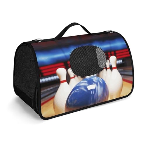 NHYDSPQ Haustier-Handtasche, Bowling-Druck, modische Hundetragetasche für Katzen und kleine Hunde, jede Reise und Outdoor-Aktivität, 45 x 26 x 23,5 cm, Stil von NHYDSPQ