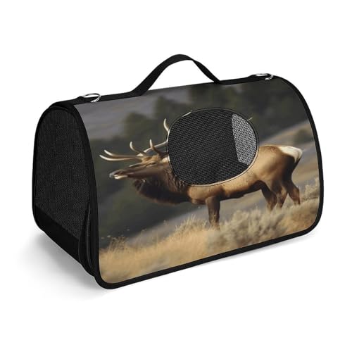 NHYDSPQ Haustier-Handtasche, Bullen-Elch-Druck, modische Hundetragetasche für Katzen und kleine Hunde, jede Reise und Outdoor-Aktivität, 45 x 26 x 23,5 cm, Stil von NHYDSPQ