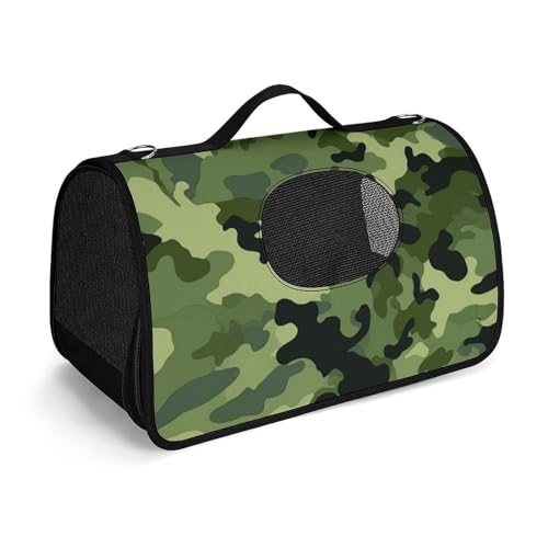 NHYDSPQ Haustier-Handtasche, Camouflage-Grün, bedruckt, modische Hundetragetasche für Katzen und kleine Hunde, jede Reise und Outdoor-Aktivität, 45 x 26 x 23,5 cm, Stil von NHYDSPQ