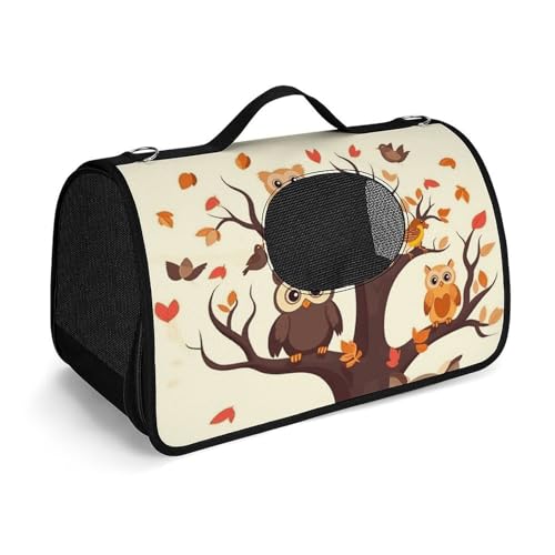 NHYDSPQ Haustier-Handtasche, Cartoon-Familien-Eulen auf dem braunen Baum, modische Hundetragetasche für Katzen und kleine Hunde, jede Reise und Outdoor-Aktivität, 45 x 26 x 23,5 cm, Stil von NHYDSPQ