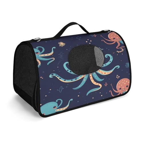 NHYDSPQ Haustier-Handtasche, Cartoon-Oktopus-Druck, modische Hundetragetasche für Katzen und kleine Hunde, jede Reise und Outdoor-Aktivität, 45 x 26 x 23,5 cm, Stil von NHYDSPQ