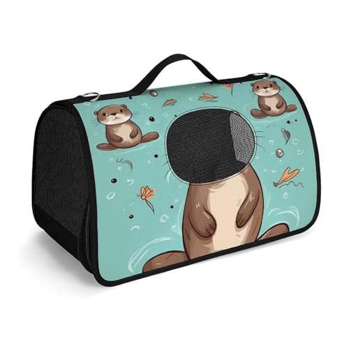 NHYDSPQ Haustier-Handtasche, Cartoon-niedlicher Otter-Druck, modische Hundetragetasche für Katzen und kleine Hunde, jede Reise und Outdoor-Aktivität, 45 x 26 x 23,5 cm, Stil von NHYDSPQ