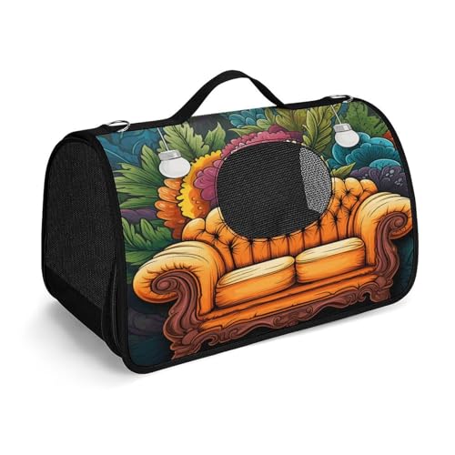 NHYDSPQ Haustier-Handtasche, Couch-Druck, modische Hundetragetasche für Katzen und kleine Hunde, jede Reise und Outdoor-Aktivität, 45 x 26 x 23,5 cm, Stil von NHYDSPQ