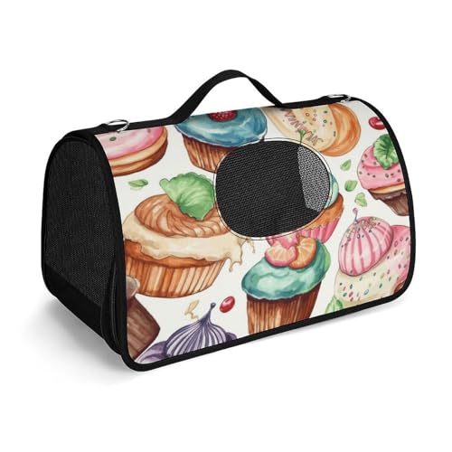 NHYDSPQ Haustier-Handtasche, Cupcakes, Donuts, Muffins, Zucker-Druck, modische Hundetragetasche für Katzen und kleine Hunde, jede Reise und Outdoor-Aktivität, 45 x 26 x 23,5 cm, Stil von NHYDSPQ