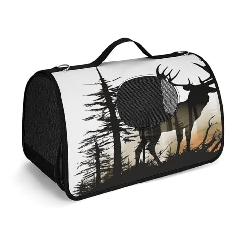 NHYDSPQ Haustier-Handtasche, Hirsch-Silhouette2-Druck, modische Hundetragetasche für Katzen und kleine Hunde, jede Reise und Outdoor-Aktivität, 45 x 26 x 23,5 cm, Stil von NHYDSPQ