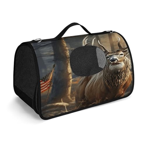 NHYDSPQ Haustier-Handtasche, Hirschjagd-Saison, bedruckte Haustier-Handtasche, modische Hundetragetasche für Katzen und kleine Hunde, jede Reise und Outdoor-Aktivität, 45 x 26 x 23,5 cm, Stil von NHYDSPQ