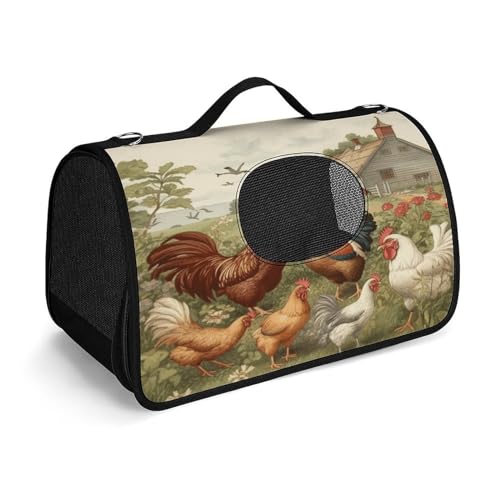 NHYDSPQ Haustier-Handtasche, Hühner- und Bauernhof-Druck, modische Hundetragetasche für Katzen und kleine Hunde, jede Reise und Outdoor-Aktivität, 45 x 26 x 23,5 cm, Stil von NHYDSPQ