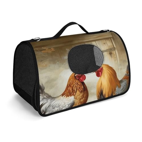 NHYDSPQ Haustier-Handtasche, Huhn- und Hahn-Druck, modische Hundetragetasche für Katzen und kleine Hunde, jede Reise und Outdoor-Aktivität, 45 x 26 x 23,5 cm, Stil von NHYDSPQ