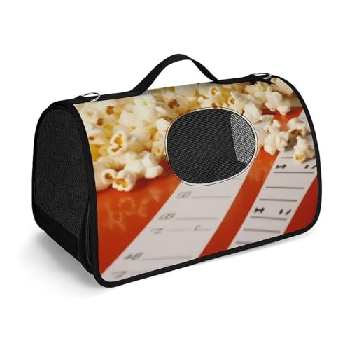 NHYDSPQ Haustier-Handtasche, Kino-Schindel und Popcorn-Druck, modische Hundetragetasche für Katzen und kleine Hunde, jede Reise und Outdoor-Aktivität, 45 x 26 x 23,5 cm, Stil von NHYDSPQ