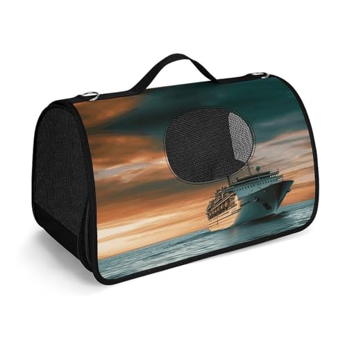 NHYDSPQ Haustier-Handtasche, Kreuzfahrtschiff-Druck, modische Hundetragetasche für Katzen und kleine Hunde, jede Reise und Outdoor-Aktivität, 45 x 26 x 23,5 cm, Stil von NHYDSPQ