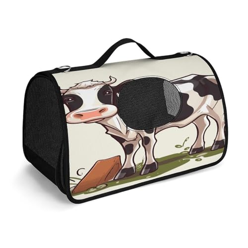 NHYDSPQ Haustier-Handtasche, Milchkuh-Druck, modische Hundetragetasche für Katzen und kleine Hunde, jede Reise und Outdoor-Aktivität, 45 x 26 x 23,5 cm, Stil von NHYDSPQ