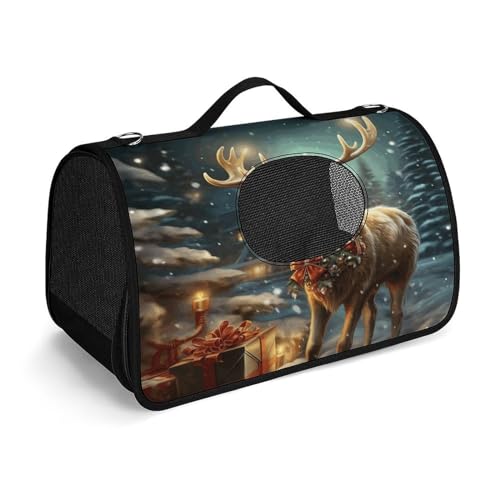 NHYDSPQ Haustier-Handtasche, Rentier-Druck, modische Hundetragetasche für Katzen und kleine Hunde, jede Reise und Outdoor-Aktivität, 45 x 26 x 23,5 cm, Stil von NHYDSPQ