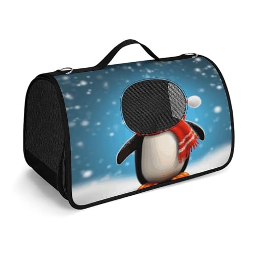 NHYDSPQ Haustier-Handtasche, Weihnachten, lustiger Pinguin-Druck, modische Hundetragetasche für Katzen und kleine Hunde, jede Reise und Outdoor-Aktivität, 45 x 26 x 23,5 cm, Stil von NHYDSPQ