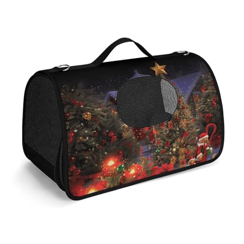 NHYDSPQ Haustier-Handtasche, Weihnachtsmotiv, modische Hundetragetasche für Katzen und kleine Hunde, jede Reise und Outdoor-Aktivität, 45 x 26 x 23,5 cm, Stil von NHYDSPQ