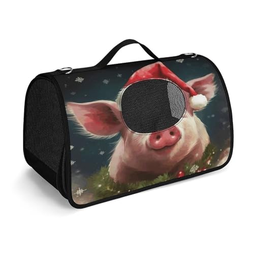 NHYDSPQ Haustier-Handtasche, Weihnachtsschwein-Druck, modische Hundetragetasche für Katzen und kleine Hunde, jede Reise und Outdoor-Aktivität, 45 x 26 x 23,5 cm, Stil von NHYDSPQ