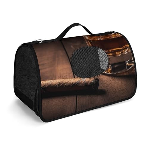 NHYDSPQ Haustier-Handtasche, Zigarren- und Whiskey-Druck, modische Hundetragetasche für Katzen und kleine Hunde, jede Reise und Outdoor-Aktivität, 45 x 26 x 23,5 cm, Stil von NHYDSPQ