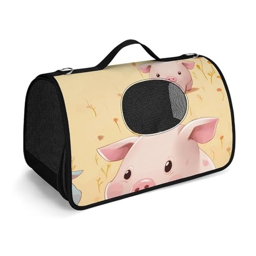 NHYDSPQ Haustier-Handtasche, bunt, niedlicher Schweine-Druck, modische Hundetragetasche für Katzen und kleine Hunde, jede Reise und Outdoor-Aktivität, 45 x 26 x 23,5 cm, Stil von NHYDSPQ