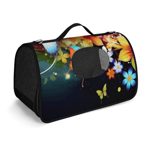 NHYDSPQ Haustier-Handtasche, bunt mit Schmetterlingsdruck, modische Hundetragetasche für Katzen und kleine Hunde, jede Reise und Outdoor-Aktivität, 45 x 26 x 23,5 cm, Stil von NHYDSPQ