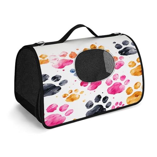 NHYDSPQ Haustier-Handtasche, bunte Hundepfoten-Druck, modische Hundetragetasche für Katzen und kleine Hunde, jede Reise und Outdoor-Aktivität, 45 x 26 x 23,5 cm, Stil von NHYDSPQ