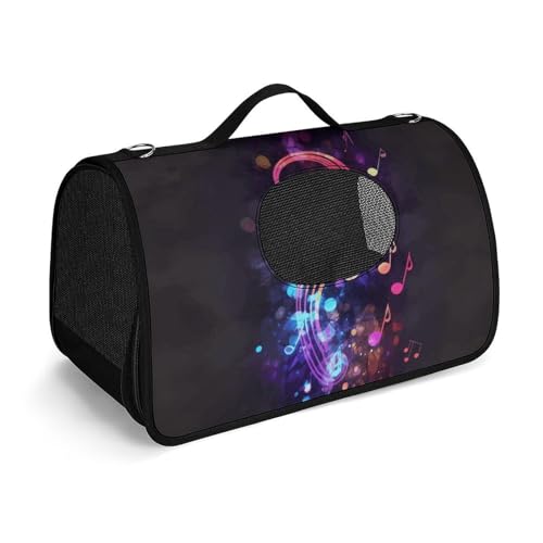 NHYDSPQ Haustier-Handtasche, buntes Galaxie-Musiknoten-Druck, modische Hundetragetasche für Katzen und kleine Hunde, jede Reise und Outdoor-Aktivität, 45 x 26 x 23,5 cm, Stil von NHYDSPQ