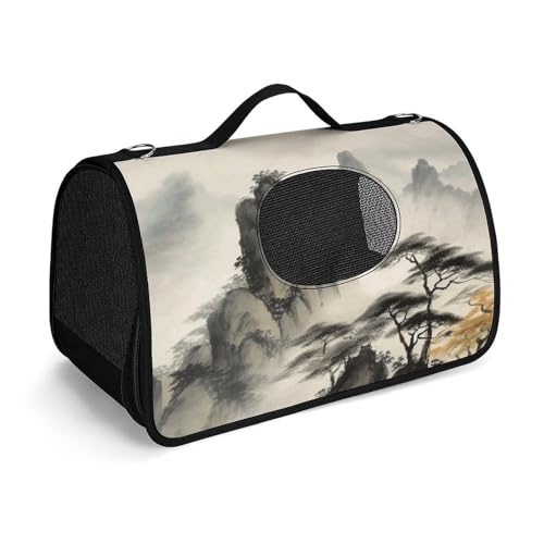 NHYDSPQ Haustier-Handtasche, chinesische Landschaftsmalerei, modische Hundetragetasche für Katzen und kleine Hunde, jede Reise und Outdoor-Aktivität, 45 x 26 x 23,5 cm, Stil von NHYDSPQ