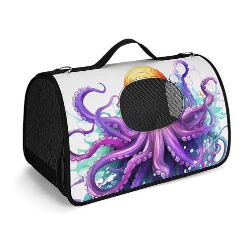 NHYDSPQ Haustier-Handtasche, farbenfroher Oktopus-Druck, modische Hundetragetasche für Katzen und kleine Hunde, jede Reise und Outdoor-Aktivität, 45 x 26 x 23,5 cm, Stil von NHYDSPQ