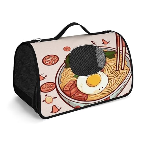 NHYDSPQ Haustier-Handtasche, köstlicher süßer Ramen-Druck, modische Hundetrage für Katzen und kleine Hunde, jede Reise und Outdoor-Aktivität, 45 x 26 x 23,5 cm, Stil von NHYDSPQ