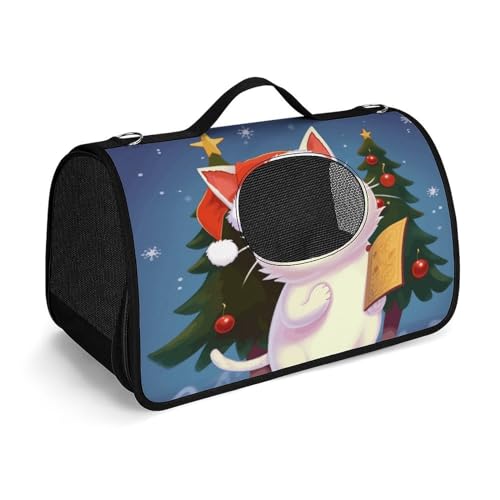 NHYDSPQ Haustier-Handtasche, niedliche Katze, singt Weihnachtslieder, modische Hundetragetasche für Katzen und kleine Hunde, jede Reise und Outdoor-Aktivität, 45 x 26 x 23,5 cm, Stil von NHYDSPQ