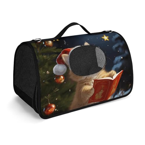 NHYDSPQ Haustier-Handtasche, niedliche Katze, singt Weihnachtslieder, modische Hundetragetasche für Katzen und kleine Hunde, jede Reise und Outdoor-Aktivität, 45 x 26 x 23,5 cm, Stil von NHYDSPQ