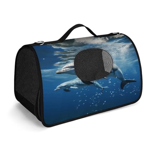 NHYDSPQ Haustier-Handtasche, niedlicher Delfin-Druck, modische Hundetragetasche für Katzen und kleine Hunde, jede Reise und Outdoor-Aktivität, 45 x 26 x 23,5 cm, Stil von NHYDSPQ