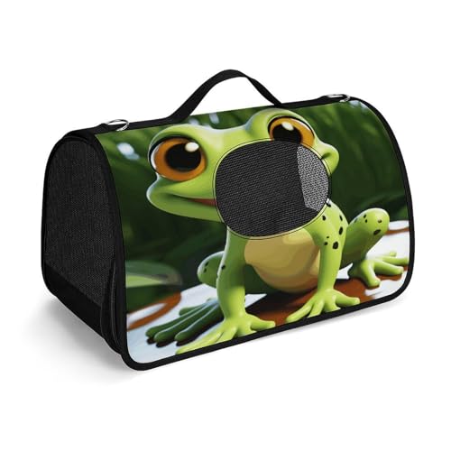 NHYDSPQ Haustier-Handtasche, niedlicher Frosch-Druck, modische Hundetragetasche für Katzen und kleine Hunde, jede Reise und Outdoor-Aktivität, 45 x 26 x 23,5 cm, Stil von NHYDSPQ