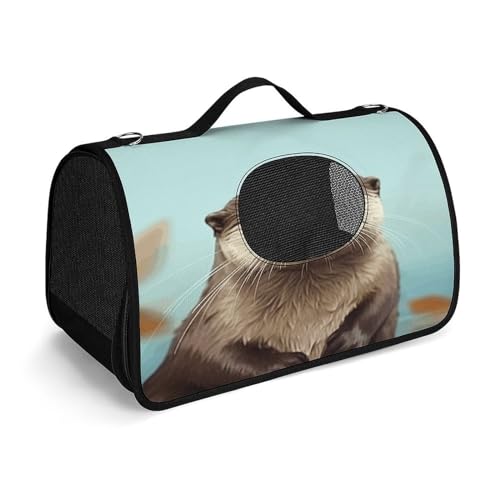 NHYDSPQ Haustier-Handtasche, niedlicher Otter-Druck, modische Hundetragetasche für Katzen und kleine Hunde, jede Reise und Outdoor-Aktivität, 45 x 26 x 23,5 cm, Stil von NHYDSPQ