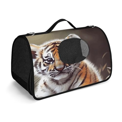 NHYDSPQ Haustier-Handtasche, niedlicher Tiger-Druck, modische Hundetragetasche für Katzen und kleine Hunde, jede Reise und Outdoor-Aktivität, 45 x 26 x 23,5 cm, Stil von NHYDSPQ