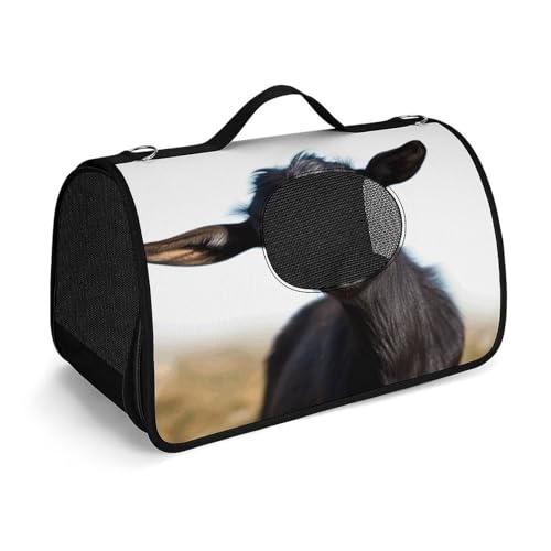 NHYDSPQ Haustier-Handtasche, niedlicher schwarzer Ziegen-Tierdruck, modische Hundetragetasche für Katzen und kleine Hunde, jede Reise und Outdoor-Aktivität, 45 x 26 x 23,5 cm, Stil von NHYDSPQ