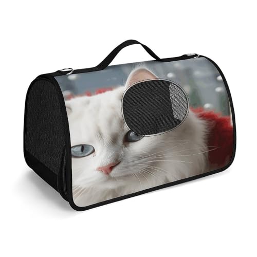 NHYDSPQ Haustier-Handtasche, niedlicher weißer Katzendruck, modische Hundetragetasche für Katzen und kleine Hunde, jede Reise und Outdoor-Aktivität, 45 x 26 x 23,5 cm, Stil von NHYDSPQ