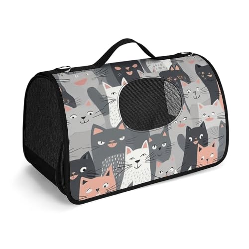 NHYDSPQ Haustier-Handtasche, niedliches lustiges graues Katzenmuster, modische Hundetragetasche für Katzen und kleine Hunde, jede Reise und Outdoor-Aktivität, 45 x 26 x 23,5 cm, Stil von NHYDSPQ