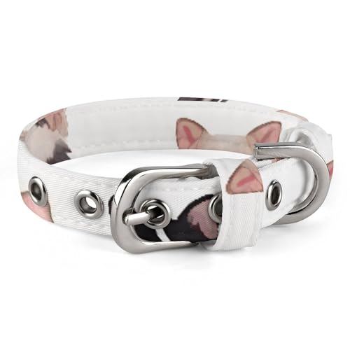 NHYDSPQ Haustierhalsband, niedliches Chihuahua-Mopsmuster, personalisierbares Haustierhalsband, Katzenhalsband für kleine und mittelgroße Hunde, verstellbare Größen, Stil 39 von NHYDSPQ