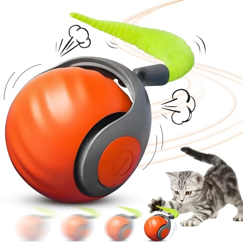 NHYDZSZ Interaktives Katzenspielzeug Katzenball, Katzenspielzeug Elektrisch mit USB Aufladbar, Katzenball Elektrisch, Speedy Tail Katzenspielzeug, DREI Arbeitsmodi, 360° Rolling Smart Ball für Katzen von NHYDZSZ