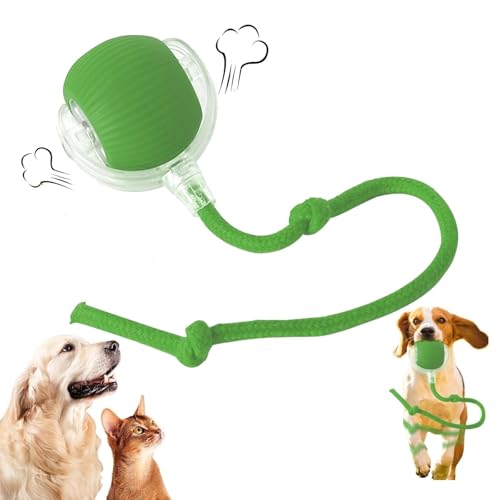 NIANE Intelligenter Katzenspielzeugball, elektrisches Hundeballspielzeug mit Schnur, intelligenter interaktiver rollender Hundeball, bewegungsaktivierter Hundeball for große/kleine Hunde(Green) von NIANE