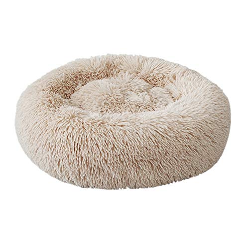 NIBESSER Haustierbett Hundebett Katzenbett Rundes Plüsch Hundesofa Katzensofa Kissen in Doughnut-Form(Durchmesser 70cm,hellkaffee) von NIBESSER