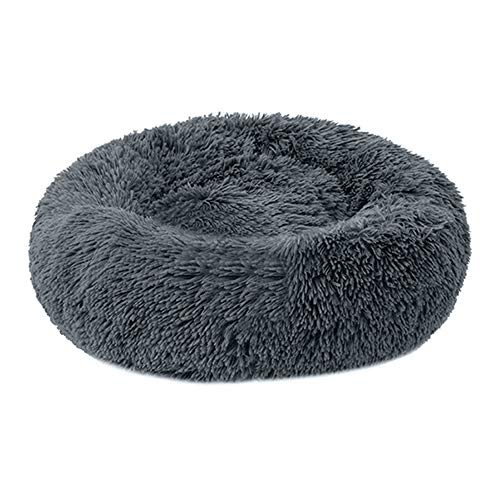 NIBESSER Haustierbett Hundebett Katzenbett Rundes Plüsch Hundesofa Katzensofa Kissen in Doughnut-Form(Durchmesser 80cm,dunkelgrau) von NIBESSER