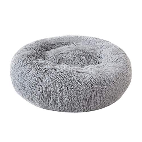 NIBESSER Haustierbett Hundebett Katzenbett Rundes Plüsch Hundesofa Katzensofa Kissen in Doughnut-Form(Durchmesser 40cm,hellgrau) von NIBESSER