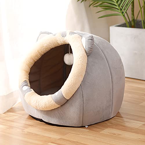 NIBESSER Katzenbett Katzenhöhle Katze katzenhaus Haustier Pet Schlafsack für Katzen Kätzchen und Hund(Katzengrau，M) von NIBESSER