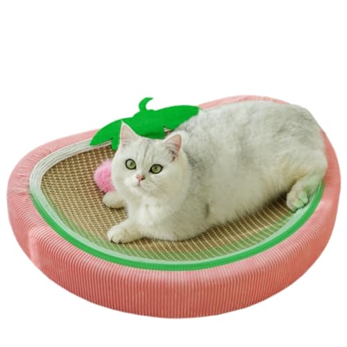 Erdbeer-Sisal-Katzenkratzbecken, Sofa und Katzennest, All-in-One, Fusselfrei, Verschleißfest, Katzenkrallenschleifen, Feuchtigkeitsbeständig, Universell für Alle Jahreszeiten,Pink von NIBHZ