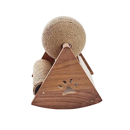 Katzenkratzspielzeug, Kratzballspielzeug für Katzen, Kratzball aus Natürlichem Sisal, Sich Drehendes Katzenballspielzeug, Kratzspielzeug aus Massivem Holz für Katzen und Kätzchen,A-Small von NIBHZ