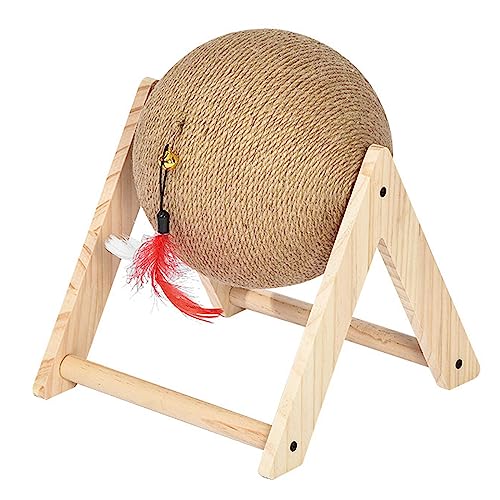 Kratzspielzeug für Katzen aus Natürlichem Sisal mit Ball, Kratzball für Katzen und Kätzchen, Interaktives Kratzspielzeug für Haustiere aus Massivholz,Large von NIBHZ