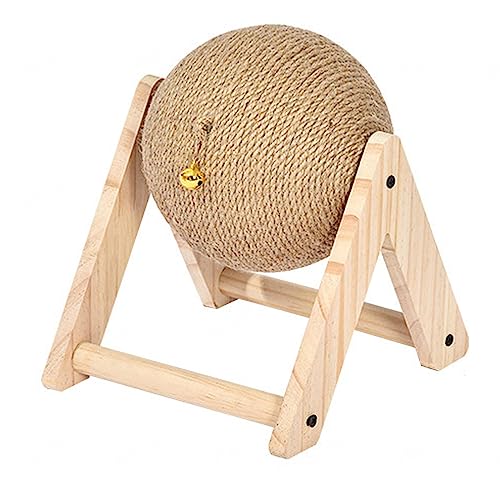 Kratzspielzeug für Katzen aus Natürlichem Sisal mit Ball, Kratzball für Katzen und Kätzchen, Interaktives Kratzspielzeug für Haustiere aus Massivholz,small von NIBHZ