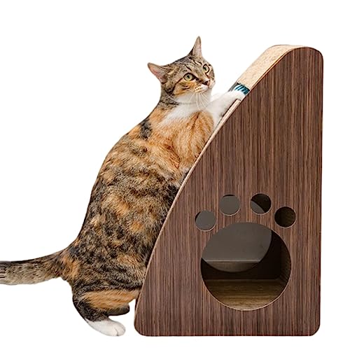 Premium-Katzenkratzer, Keilförmige Wellpappe Ist Wendbar, Hält 2X Länger, Natürliche Neigung, Ergonomischer Als Kratzbaum, Aussparungen Zum Verstecken von Spielzeug,B von NIBHZ