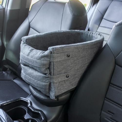 Sitzerhöhung für Kleine Hunde und Katzen auf Der Armlehne Im Auto, Perfekt für Kleine Haustiere | Im Lieferumfang Enthaltene Sicherheitsgurte Im Lieferumfang Enthalten,Grey-45X23X22cm von NIBHZ