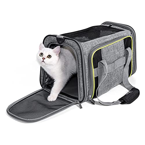 NICERAM Erweiterbarer Katzentransporter,Zusammenklappbare Hundetragetasche mit Gepäckgurt - Katzen-Reisetasche Waschbare Hundetragetasche für Kätzchen, Welpen, Kaninchen, Hamster von NICERAM